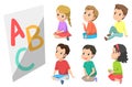 ABC Children Boys and Girls in Kindergarten Vector