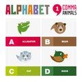 Abc English alphabet animal icon set vector illustration Royalty Free Stock Photo