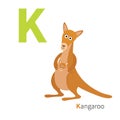 ABC english alphabet. Letter K. Kangaroo mom with baby in the pocket pouch. Cute cartoon character. Australia marsupial animal. Ed Royalty Free Stock Photo