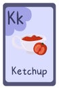 Abc food education flash card, Letter K - ketchup. Royalty Free Stock Photo
