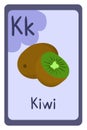 Abc food education flash card, Letter K - kiwi.
