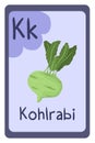 Abc food education flash card, Letter K - kohlrabi.