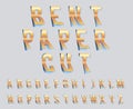 ABC Gold bent metall cut font template alphabet vector illustration