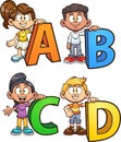 Kids holding letters from the alphabet