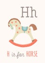 ABC Kids Wall Art. Toy Alphabet Card. Nursery alphabet poster wall art. Playroom decor. H is for Horse. Cute rocking