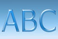 Abc letters. ABC inscription on a blue gradient background.