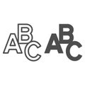 ABC letters line and solid icon, Back to school concept, first letters of alphabet sign on white background, alphabet