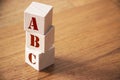 ABC letters on wooden alphabet blocks. Elementary School education concept Royalty Free Stock Photo