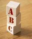 ABC letters on wooden alphabet blocks. Elementary School education concept Royalty Free Stock Photo