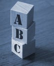 ABC letters on wooden alphabet blocks. Elementary School education concept Royalty Free Stock Photo