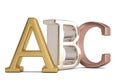 Abc metal alphabet letters isolated on white background 3D illustration Royalty Free Stock Photo