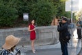 The ABC 7 News filming a reportage , San-Francisco 10/04/2019 Royalty Free Stock Photo