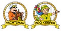 ABC professions set. Yachtsman and zoo keeper Royalty Free Stock Photo