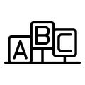 Abc quiz icon outline vector. Poster show