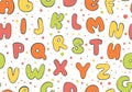 Abc seamless pattern. Colorful Letter background. Cartoon kids font for printing. Royalty Free Stock Photo