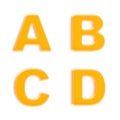 Abc set of four glossy orange plastic letters