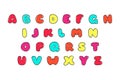 ABC sketch latin font. Decorative funny isolated letter icons for kids. Hand drawn alphabet symbols