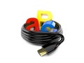 ABC text with hdmi cable Royalty Free Stock Photo