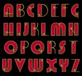 ABC. Vector font. Ornate initials in gold