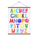 Abc wall poster simple flat style vector illustration, doodle alphabet image