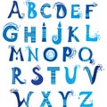 Abc. Water alphabet. vector. Royalty Free Stock Photo