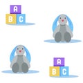 ABC Wooden Blocks and Toy Hare Seamless Pattern Royalty Free Stock Photo