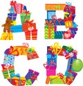 ABCD - alphabet - letters are made of gift boxes