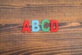 ABCD, education and science concept. Colorful letters of the wooden alphabet