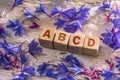 ABCD on the wooden cubes