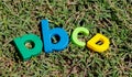 ABCD written by colorful toy letters