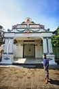 An Abdi Dalem in front of Donopratopo gate during Covid Pandemic Royalty Free Stock Photo