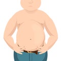 Abdomen fat, overweight man with a big belly. Vector illustration