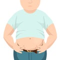 Abdomen fat, overweight man with a big belly. Vector illustration