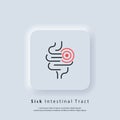 Abdominal bloating icon. Not healthy digestive tract icon. Intestinal inflammation icon, abdominal pain, constipation, gut