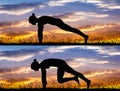 Abdominal exercises at sunset