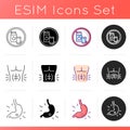 Abdominal pain icons set Royalty Free Stock Photo