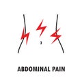 Abdominal pain or stomach-ache. Logo or icon template in linear style on white background. Royalty Free Stock Photo