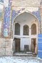 Abdulaziz Khan madrasah, built in 1652. Beautiful decoration front facade of madrassah.