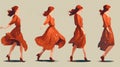 a beautiful women in a row, sketch book artstyle, ai generated image