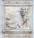 The Abel killing, Genesis relief on portal of Saint Petronius Basilica in Bologna Royalty Free Stock Photo