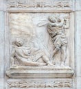 The Abel killing, Genesis relief on portal of Saint Petronius Basilica in Bologna Royalty Free Stock Photo