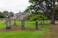 Abercorn church with graveyard and tombstones near Edinburgh in Scotland Royalty Free Stock Photo