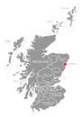 Aberdeen red highlighted in map of Scotland UK