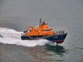 Aberdeen RNLI Lifeboat at sea, travelling at speed - this is a Severn class, self-righting, all-weather lifeboat with a crew of 7