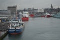 Aberdeen -Scotland- harbour, main gateway for the North Sea oil and gas offshore industry