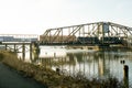 Aberdeen, Washington / USA - March 10, 2018: The Puget Sound & Pacific Railroad Wishkah River Bridge is an important part of Grays