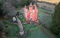 Craigievar Castle following conservation work to paint the walls pink