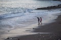 Aberystwyth city in Wales sea sunset with kids