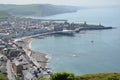 Aberystwyth cityscape from above in ceredigion Royalty Free Stock Photo