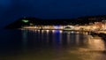 Aberystwyth seafront at night with beautiful street lights.